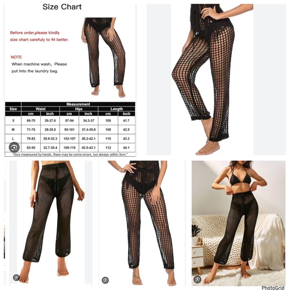 Pacific Cove 1X plus size black swimsuit cover up pants NWT